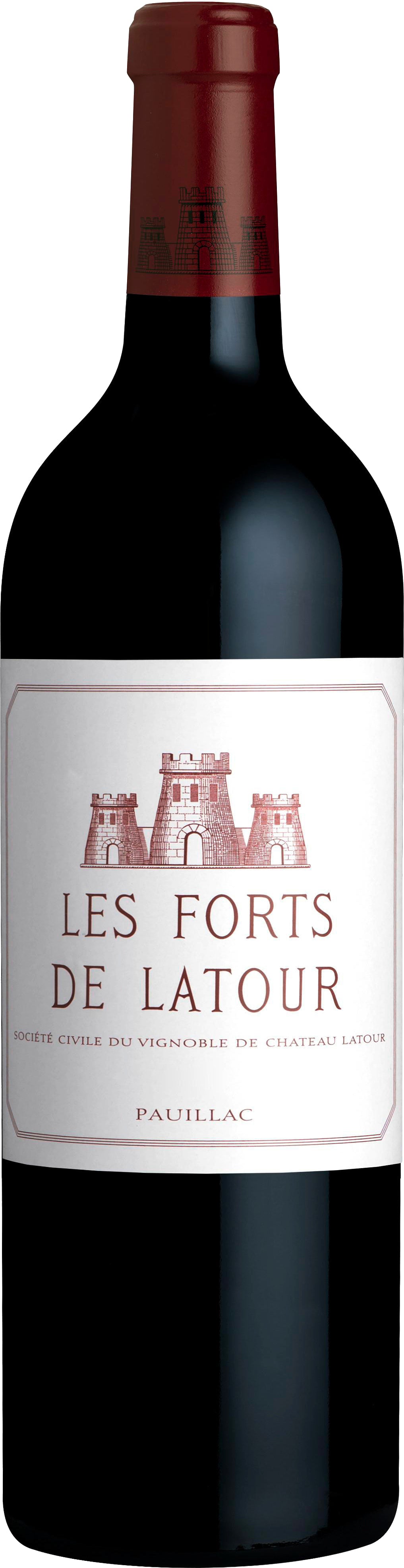 Chateau Latour Les Forts de Latour 2018 front label detail, Pauillac second wine gift bottle