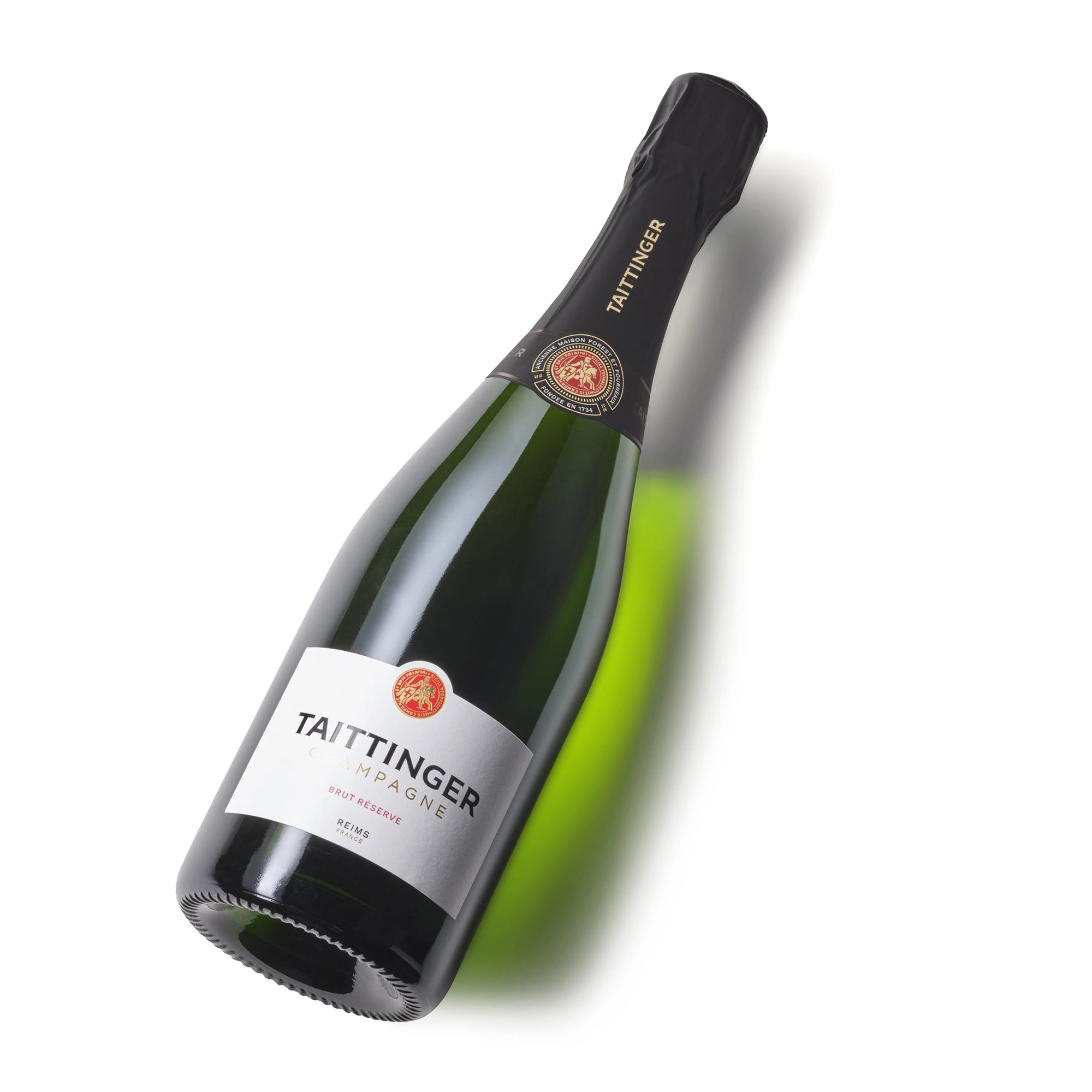 Taittinger Brut Réserve Champagne label detail for corporate gifting