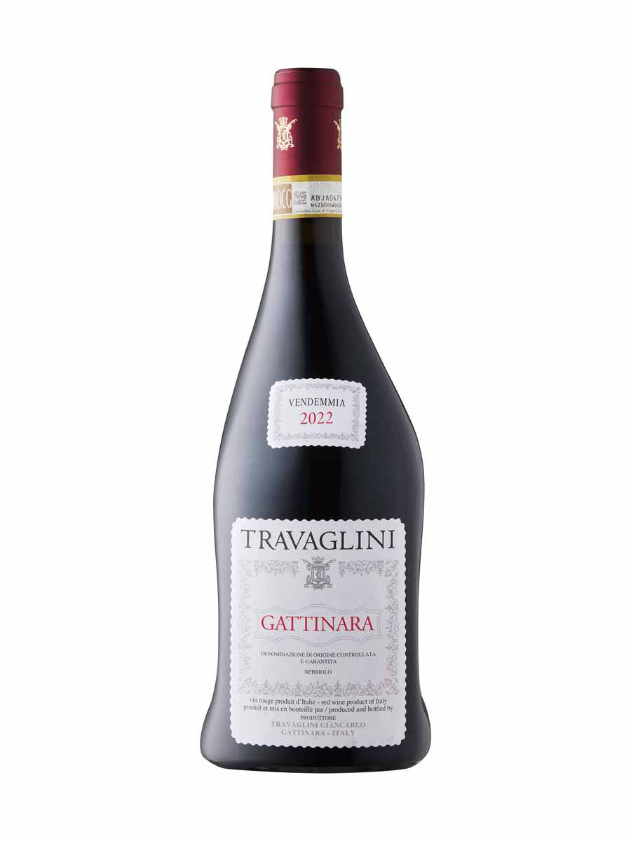Travaglini Gattinara 2022 full bottle shot on white background