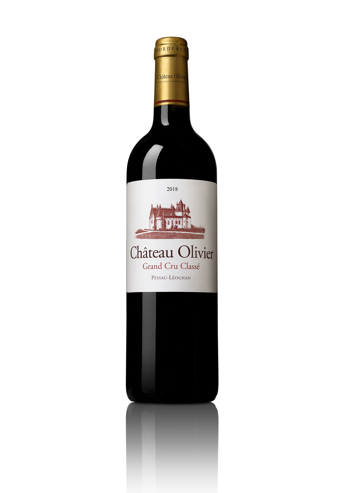 Château Olivier Grand Cru Classé Pessac-Léognan 2018 label detail for wine gifting