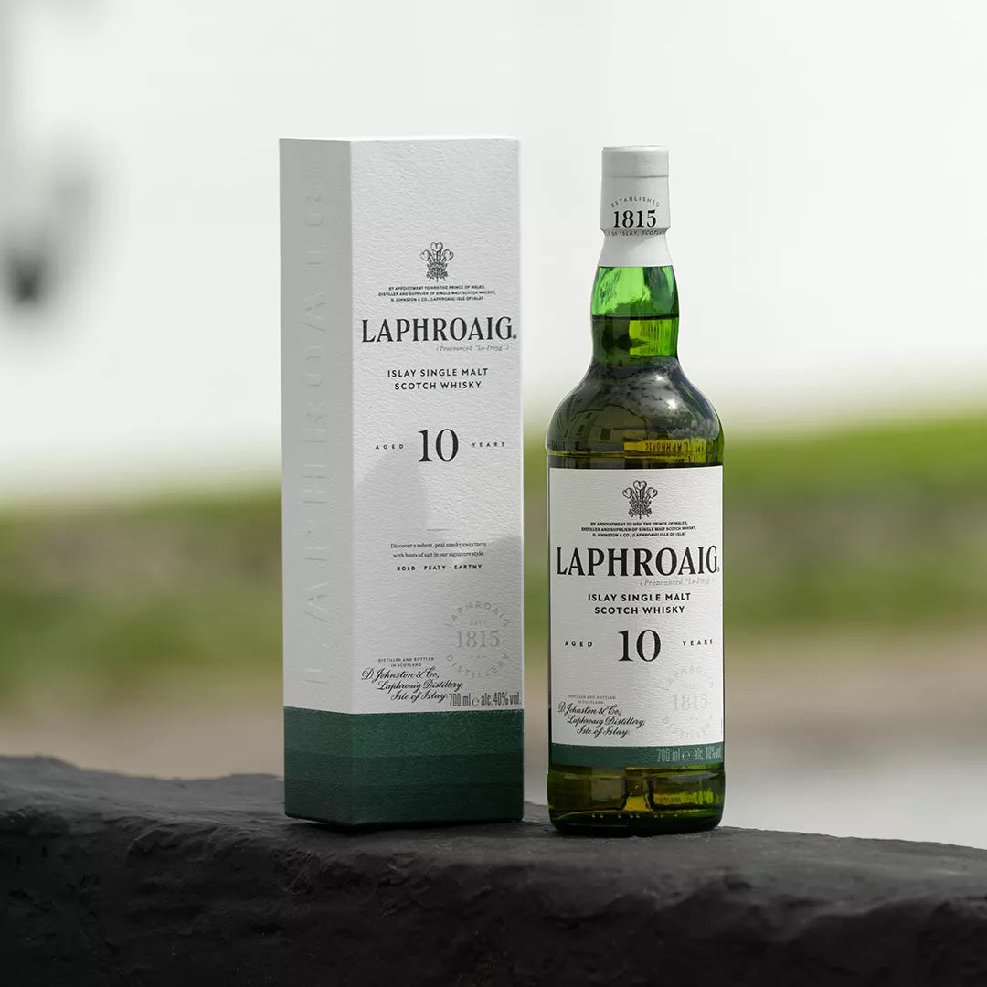 Laphroaig 10 Year Old Islay Single Malt Scotch Whisky lifestyle gift setting
