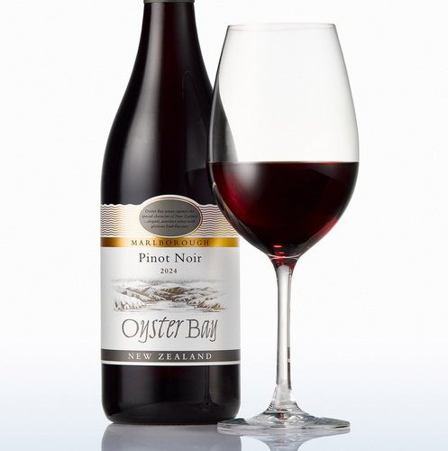 Oyster Bay Pinot Noir poured into a glass, ideal as a host or thank you wine gift