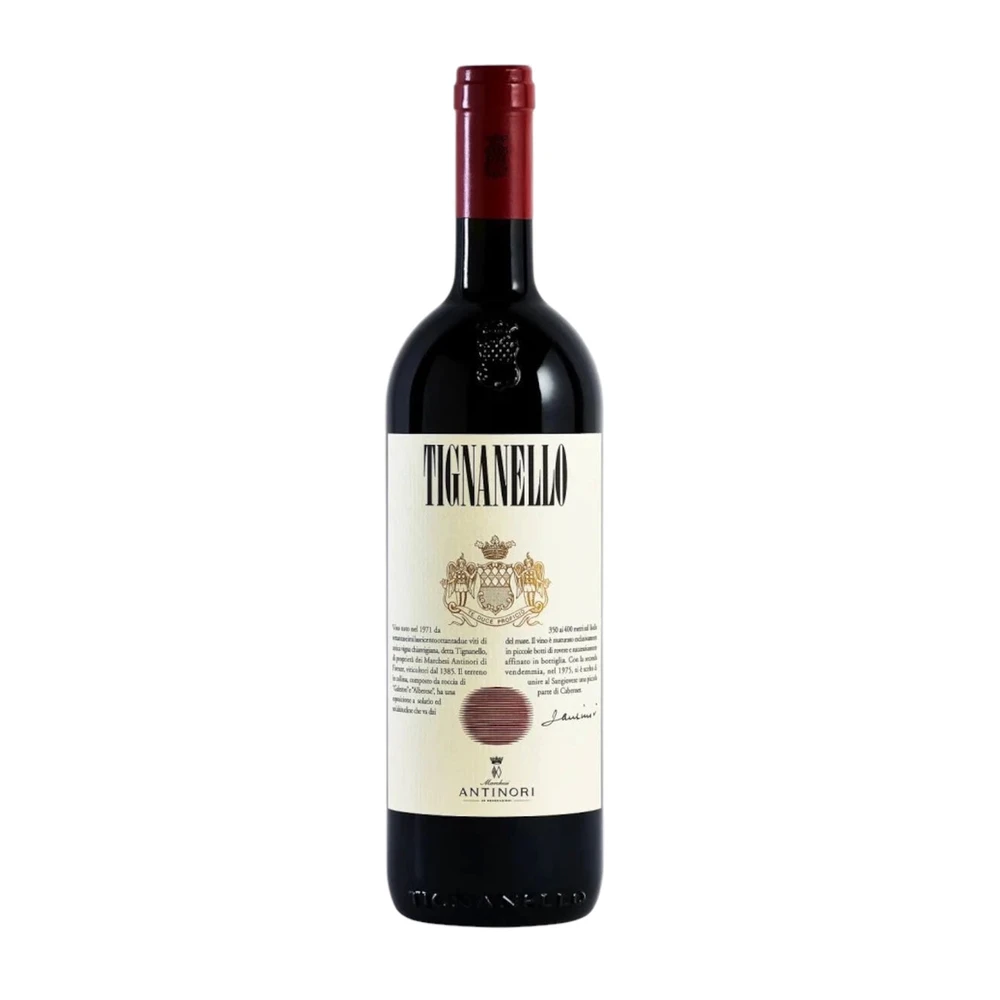 Tignanello 2023 bottle showing the Antinori crest and vintage on the label