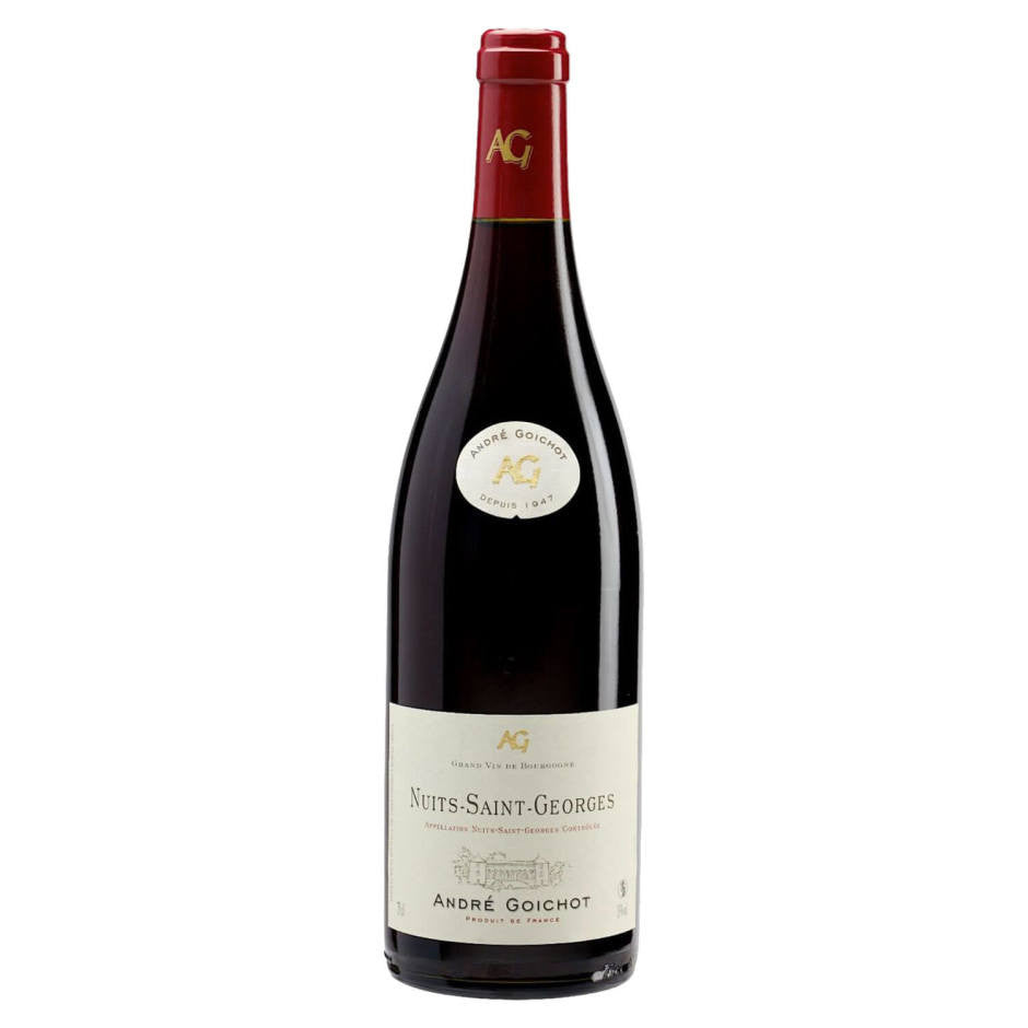 André Goichot Nuits-Saint-Georges Burgundy red wine bottle, label detail