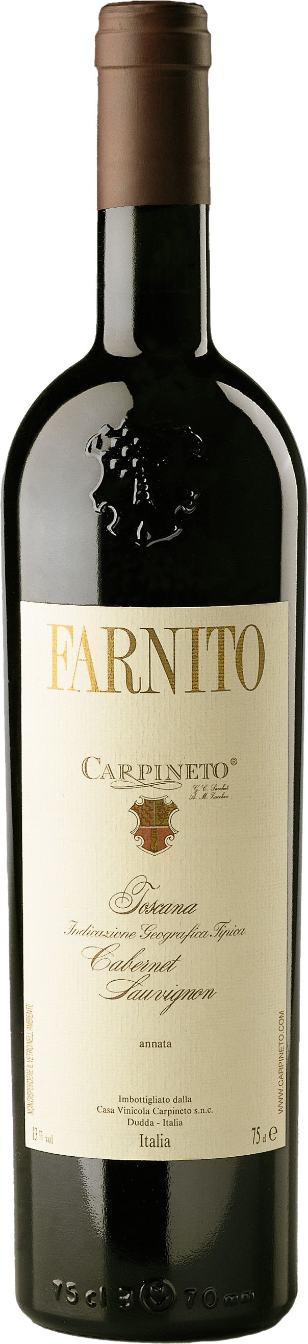 Carpineto Farnito Cabernet Sauvignon 2019 label detail for wine gifting