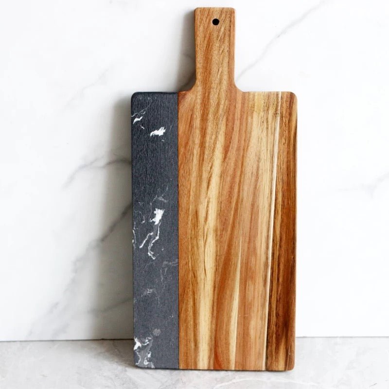 Marble and wood cheese board