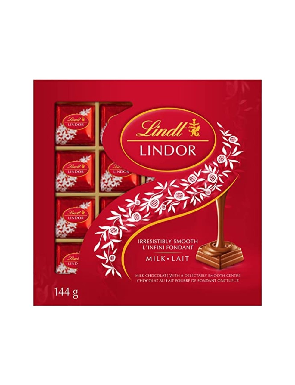 Lindt Lindor Milk Chocolate Squares, 144-Gram Gift Box