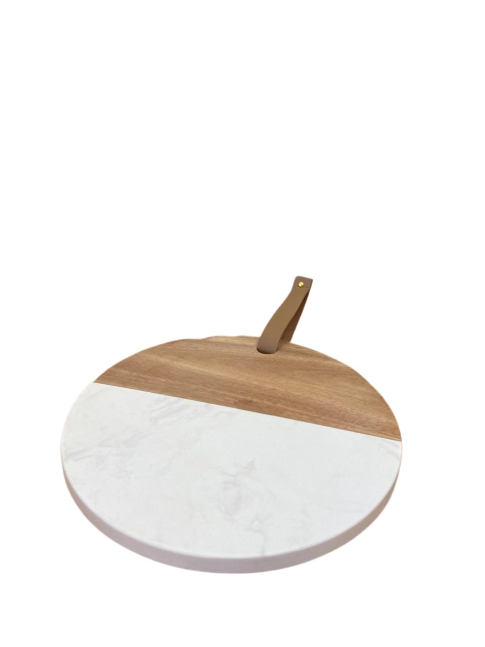 Round marble and wood cheese board